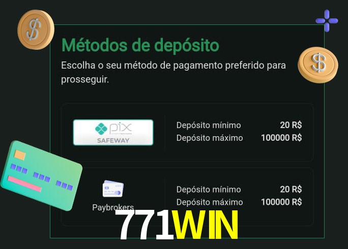 O cassino 771WIN oferece uma grande variedade de métodos de pagamento